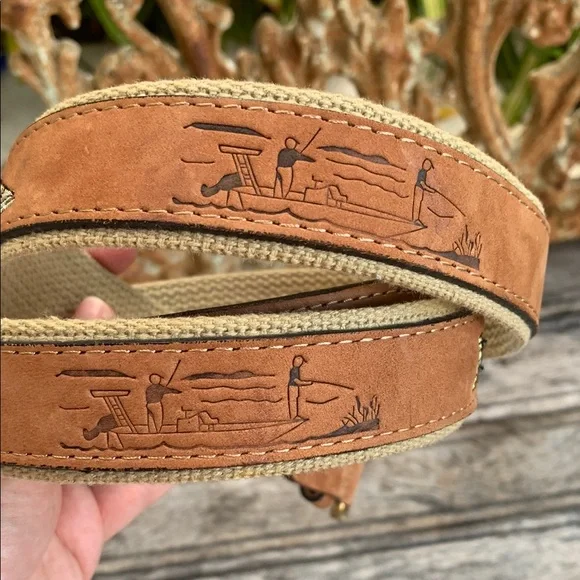 Zep-Pro Brown Leather Belt with Embroidered Snook Design - Picture 5 of 9